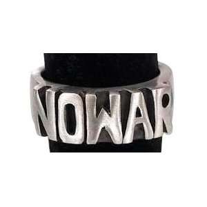  No War Peace Protest Stop Fight Pewter Ring, Size 7 