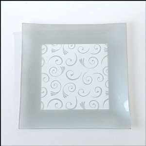    Serving Plate Large Square Silver Trimmed: Kitchen & Dining