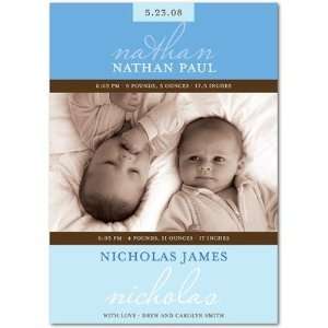 Twins Birth Announcements   Duotone Twins: Blue By Hello Little One 