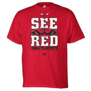 Chicago Bulls See Red NBA Playoffs T Shirt:  Sports 