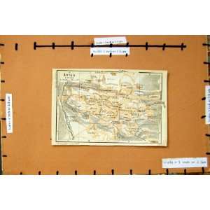    Map 1913 Street Plan Town Avila Spain Barrio Vacas