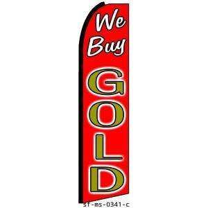  We Buy Gold Red Extra Wide Swooper Feather Business Flag 