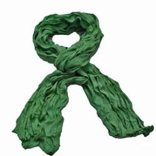  Green solid Crinkle Scarf: Clothing