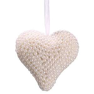  5.5 Pearl Wedding Heart Ornament Pearl (Pack of 12)