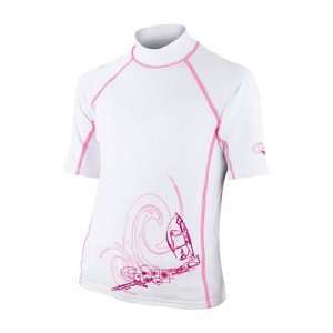  Juniors Pink & White Short Sleeve Rash Guard by Gill 