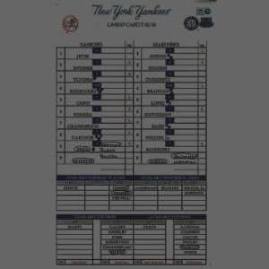 Yankees at Mariners 7 08 2010 Game Used Lineup Card (FJ022434)   Other 