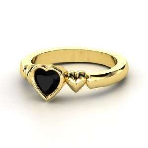   Beats for You Ring, Heart Black Onyx 14K Yellow Gold Ring: Jewelry