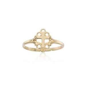  Childs 14kt Yellow Gold Cross Ring. Size 4 Jewelry
