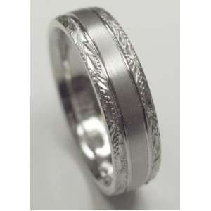 White Gold Wedding Band Ring 18 Karat Gold in 6.00 Millimeters with 