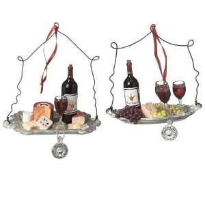  Wine and Cheese Hors Doeuvre Platter Christmas Ornament 