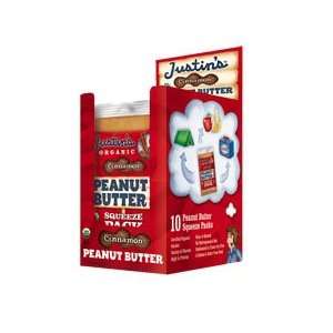 Justins Organic Cinnamon Peanut Butter   10 Sqz Pks:  