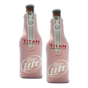  Miller Lite Bottle Suits   Pink  Neoprene Beer Koozies 