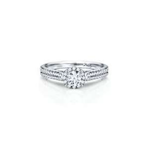   Gold 3/4ct TW Round Diamond Engagement Ring, AGS Graded, Degas Diamond