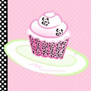 Leopard Print Cupcake Magnet 