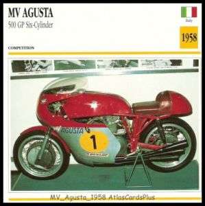 Bike Card 1958 MV Agusta 500 Grand Prix GP Six cylinder  