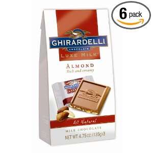 Ghirardelli Chocolate Luxe Milk Squares, Almond, 4.75 Ounce Bags (Pack 
