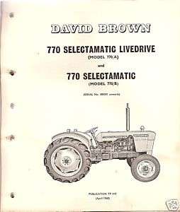 David Brown 770 Selectamatic Tractor Parts Manual  