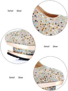 New Fashion Women Diamond Double Platform High Heel Shoes 3 colors 