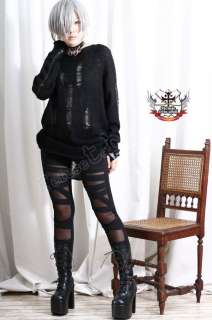Goth Punk Mummy Strap BANDAGE HALF SHEER+Opaque Legging  