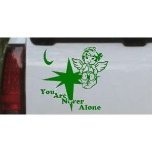 Dark Green 6in X 5.8in    You Are Never Alone Guardian Angel Christian 