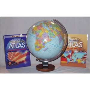   12 Blue Ocean World Globe with World and USA Atlases: Office Products