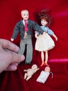 Vintage 4 Lot CELLULOID DOLL FAMILY Plastic HONG KONG Father MOTHER 