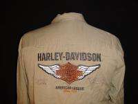 Harley Davidson Motorcycles Button Front Snap Long Sleeve Garage Shirt 