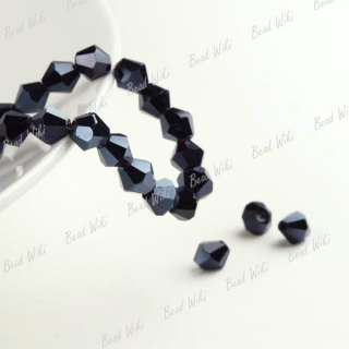 50pcs Black Faceted Cut Bicone Crystal Glass Bead Special Effects 