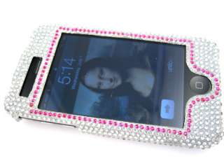 PEACE BLING CRYSTAL RHINESTONE CASE APPLE IPHONE 3G 3GS PINK WHITE 