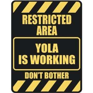   RESTRICTED AREA YOLA IS WORKING  PARKING SIGN: Home 