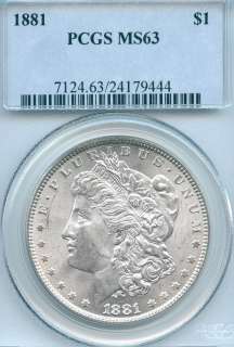 1881 Morgan Dollar PCGS MS63  