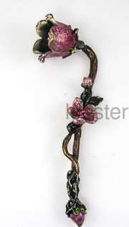 FANCY ENAMEL & CRYSTAL FLORAL TWIG DESIGN CANDLE SNUFFER NEW IN GIFT 