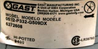 GAST 0522 P332 G509DX Oilless Motor Mounted Rotary Vane  