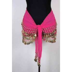    Plus Size Belly Dancing Hip Scarf   Fuchsia/Gold: Everything Else