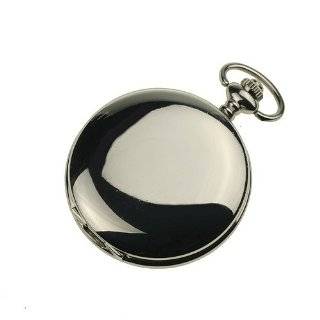  Steel Case White Dial Roman Numbers Modern Pocket Watch with Chain