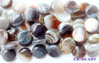 Wholesale Jewelry Set Loose Beads Botswana Agate Coin Beads 12mm 