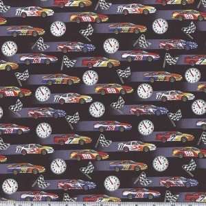  45 Wide In Motion Speeding Race Cars Black Fabric By The 