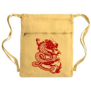   Messenger Bag Sack Pack Yellow Chinese Dancing Dragon 