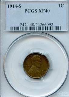 1914 S Lincoln Cent PCGS XF40  