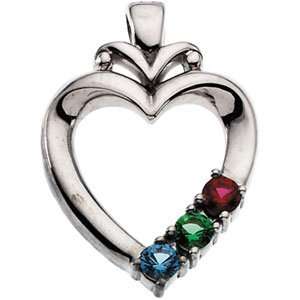   Sterling Silver Heart Pendant For Mother 2 Stone CleverEve Jewelry
