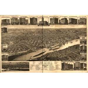  Historic Panoramic Map St. Paul, Minnesota 1883 : state capital 