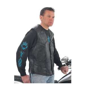   Rock Design Genuine Buffalo Leather Biker Vest (2X) Electronics