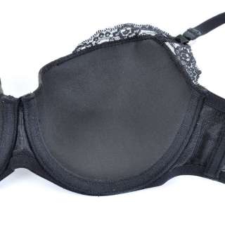 NWT D099 Undiz Chessboard Satin Bra Black 10D/32D  