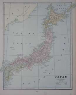1891 Map JAPAN Yokohama Tokyo Osaka Sendai Kyoto Hamada  