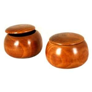  Pair Of 2 Wooden Go Game Pieces Holder Bowls: Toys & Games