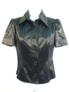 NWT DEREK LAM Black Sateen Shirt Jacket Blouse 38 $1190  