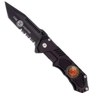  8 Tanto Fire Fighters Tactical Folder W/Clip: Sports 