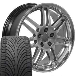 18x8 Silver RS4 Deep Dish Wheels Rims Tires Fits Audi  