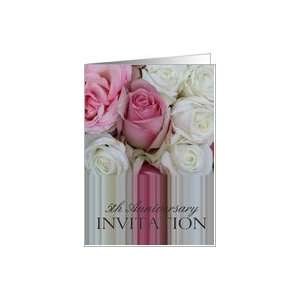  5th Anniversary Party Invitation Soft pink roses Card 