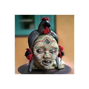  NOVICA Congolese wood Africa mask, River Goddess